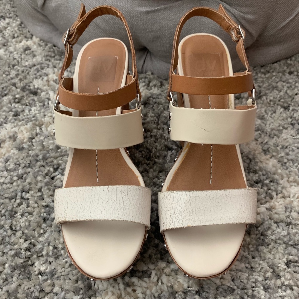 DOLCE VITA SHOES Cloth suede wedge w/leather upper